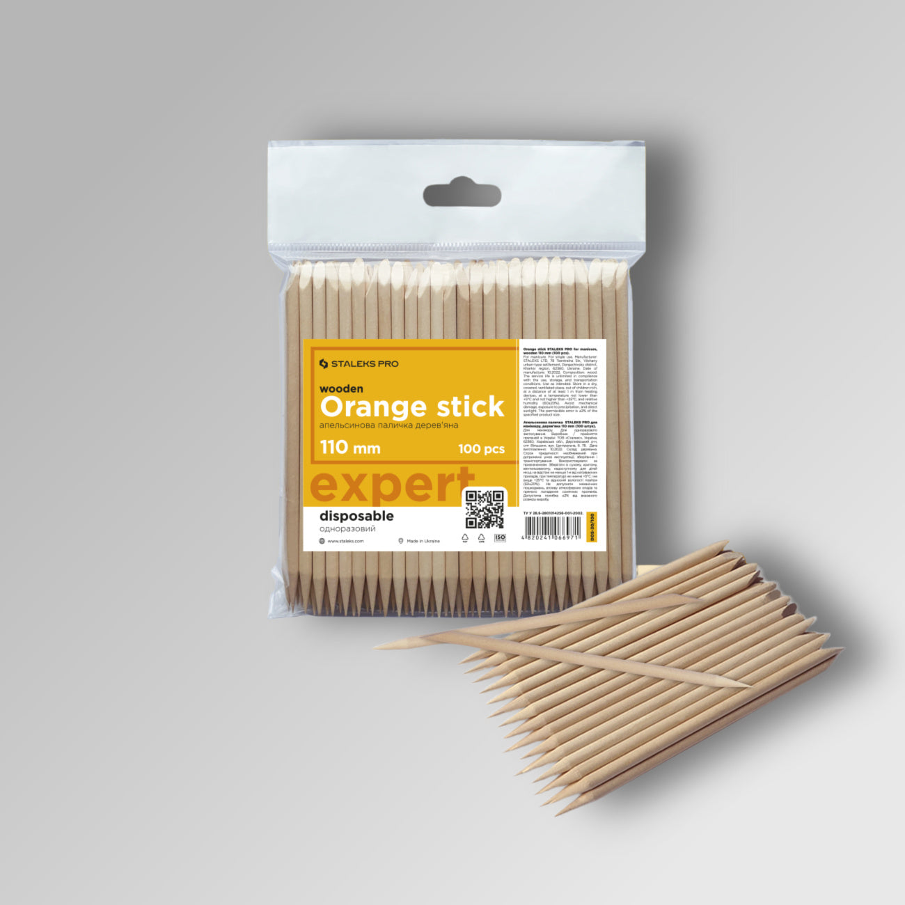 Lesene palčke za nohte orange stick 110 mm 100 kosov